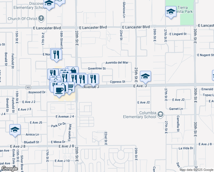 map of restaurants, bars, coffee shops, grocery stores, and more near in Lancaster