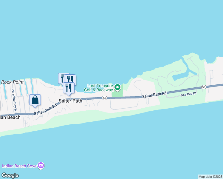 map of restaurants, bars, coffee shops, grocery stores, and more near 1010 Salter Path Road in Atlantic Beach