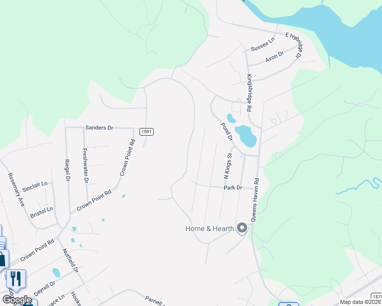 map of restaurants, bars, coffee shops, grocery stores, and more near 317 North Winchester Lane in Hubert