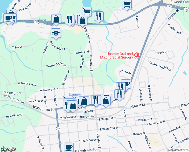 map of restaurants, bars, coffee shops, grocery stores, and more near in Seneca