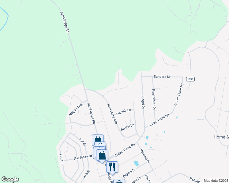 map of restaurants, bars, coffee shops, grocery stores, and more near 213 Lockwood Court in Hubert