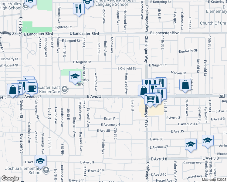 map of restaurants, bars, coffee shops, grocery stores, and more near in Lancaster