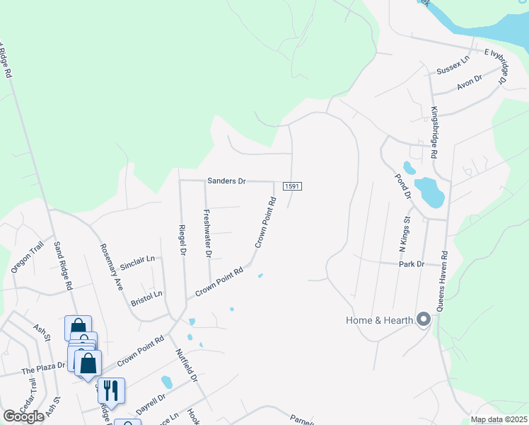 map of restaurants, bars, coffee shops, grocery stores, and more near 80 Crown Point Road in Hubert