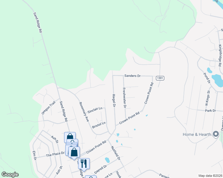 map of restaurants, bars, coffee shops, grocery stores, and more near 48 Riegel Drive in Hubert