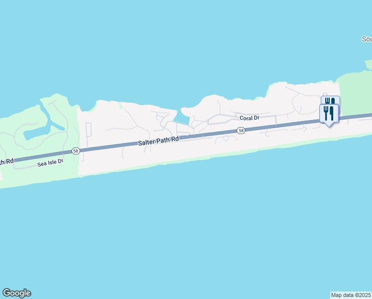 map of restaurants, bars, coffee shops, grocery stores, and more near 591 Forest Dunes East in Pine Knoll Shores