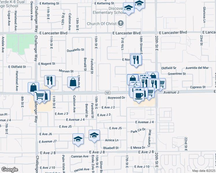 map of restaurants, bars, coffee shops, grocery stores, and more near in Lancaster