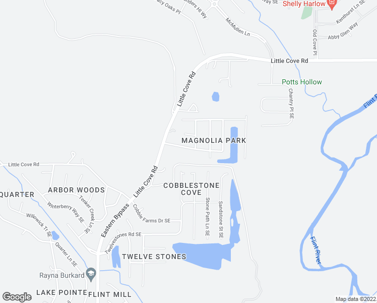 map of restaurants, bars, coffee shops, grocery stores, and more near 2919 Magnolia Park Drive Southeast in Owens Cross Roads