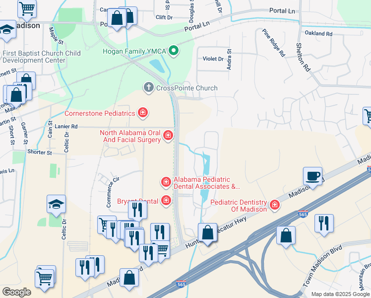 map of restaurants, bars, coffee shops, grocery stores, and more near 41 Hughes Rd in Madison