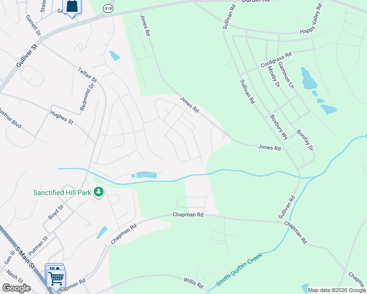map of restaurants, bars, coffee shops, grocery stores, and more near 727 Fountain Brook Lane in Fountain Inn