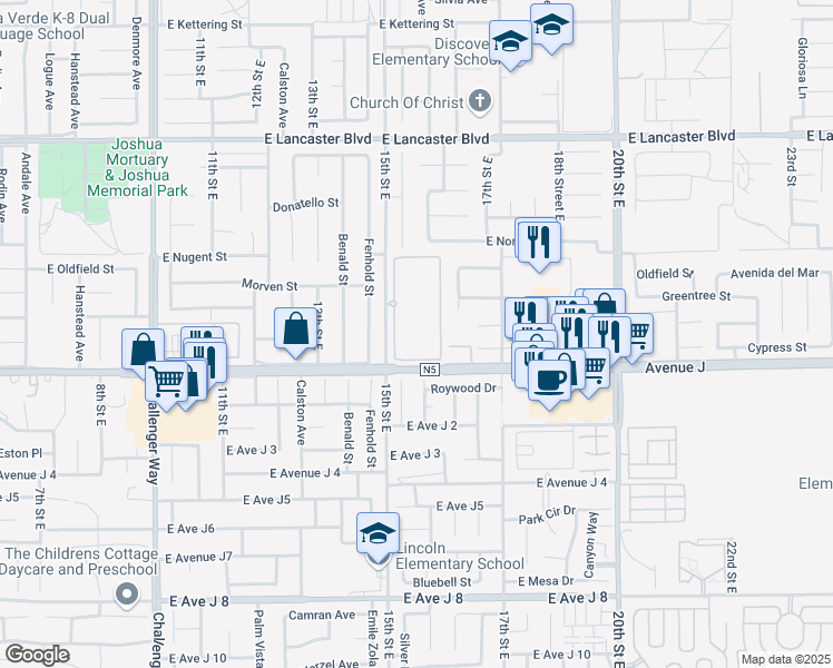 map of restaurants, bars, coffee shops, grocery stores, and more near in Lancaster