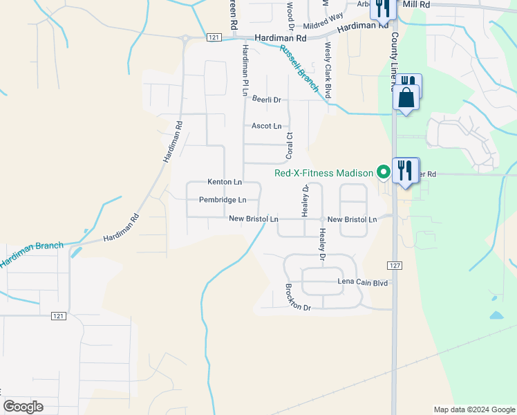 map of restaurants, bars, coffee shops, grocery stores, and more near 102 Kenton Lane in Madison
