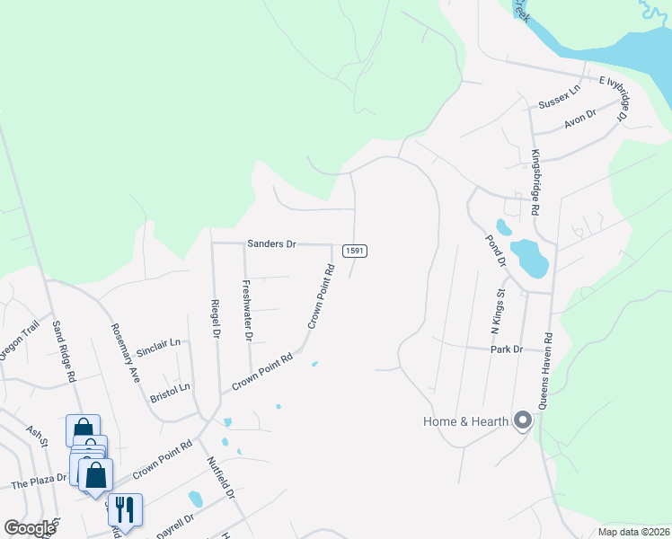 map of restaurants, bars, coffee shops, grocery stores, and more near 7 Crown Point Road in Hubert