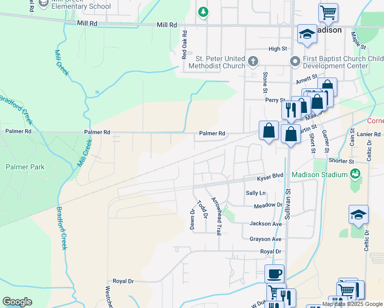 map of restaurants, bars, coffee shops, grocery stores, and more near 139 Cresent Circle in Madison