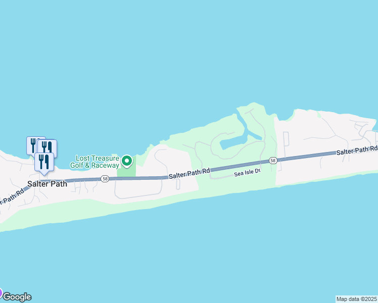 map of restaurants, bars, coffee shops, grocery stores, and more near 403 Sea Isle W Dr in Indian Beach