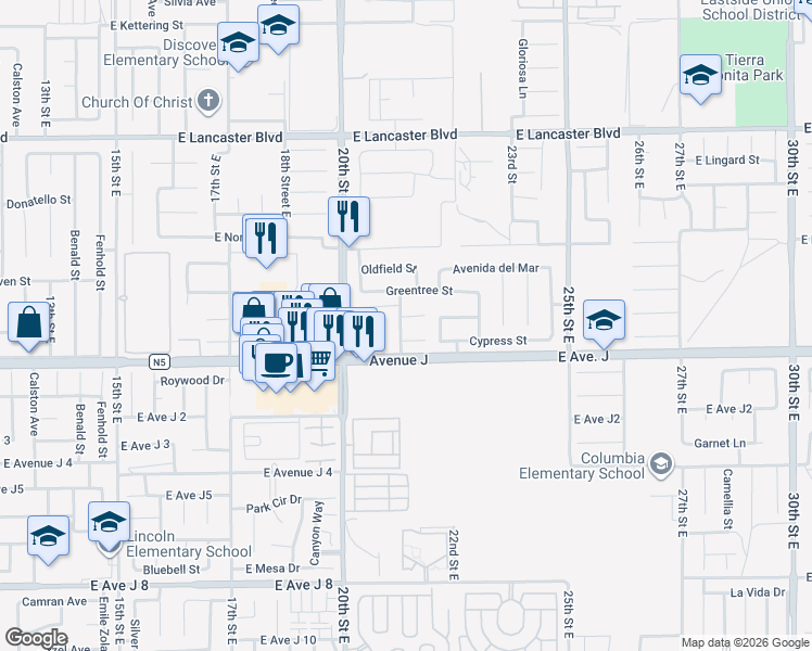 map of restaurants, bars, coffee shops, grocery stores, and more near 2108 Beechwood Street in Lancaster