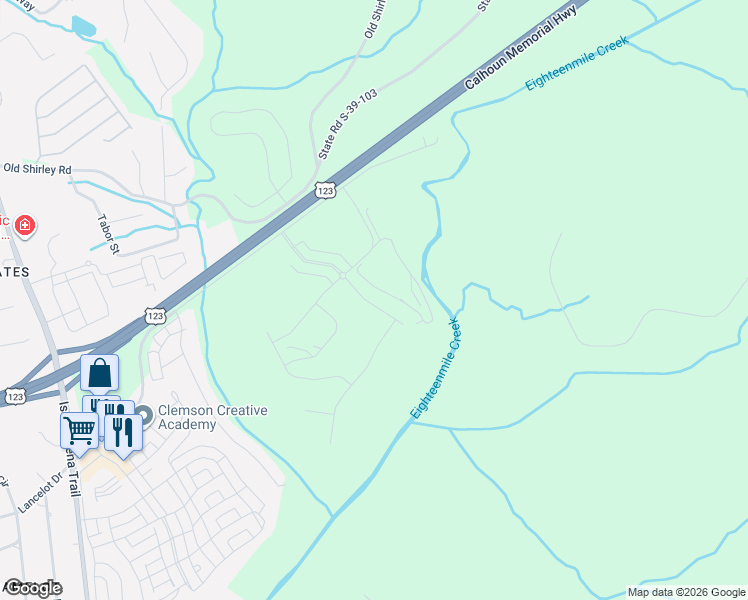 map of restaurants, bars, coffee shops, grocery stores, and more near in Clemson