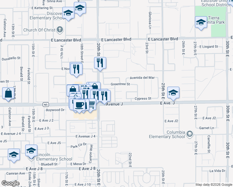 map of restaurants, bars, coffee shops, grocery stores, and more near 2108 Beechwood Street in Lancaster