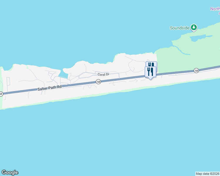 map of restaurants, bars, coffee shops, grocery stores, and more near 545 Salter Path Road in Atlantic Beach