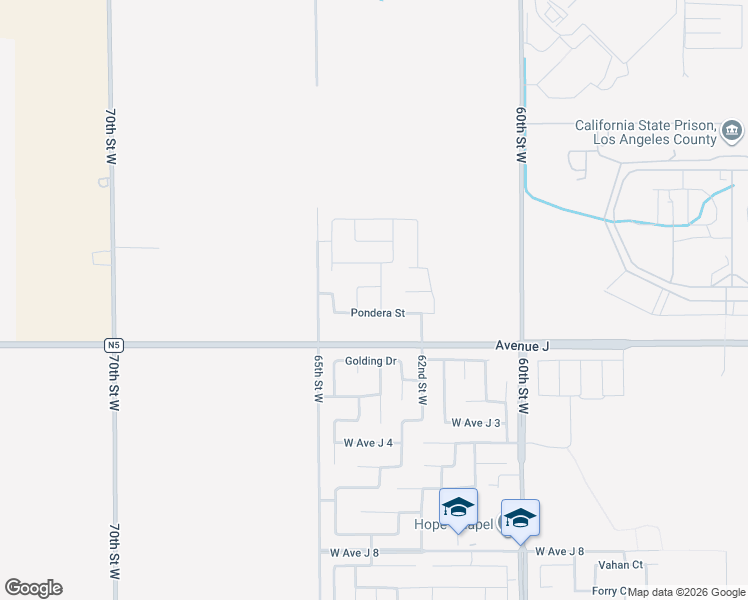 map of restaurants, bars, coffee shops, grocery stores, and more near 44451 63rd Street West in Lancaster