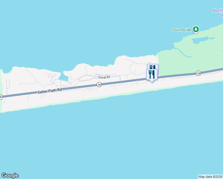 map of restaurants, bars, coffee shops, grocery stores, and more near 545 Salter Path Rd in Atlantic Beach