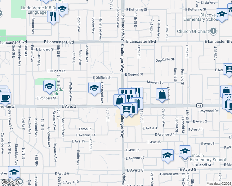 map of restaurants, bars, coffee shops, grocery stores, and more near 836 East Pillsbury Street in Lancaster