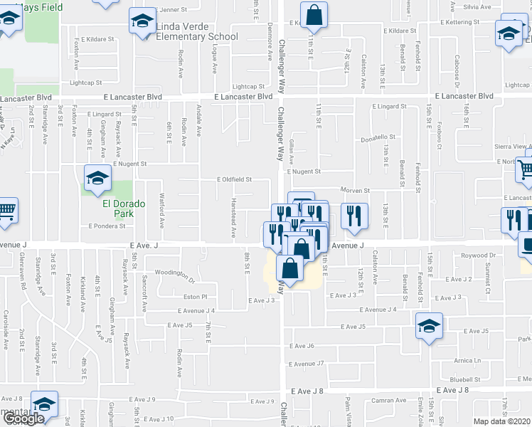 map of restaurants, bars, coffee shops, grocery stores, and more near 836 East Pillsbury Street in Lancaster