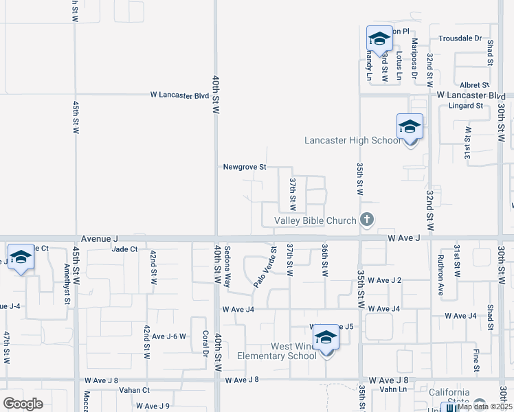 map of restaurants, bars, coffee shops, grocery stores, and more near 44440 Chaparral Drive in Lancaster