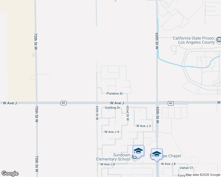 map of restaurants, bars, coffee shops, grocery stores, and more near 44460 Encanto Way in Lancaster