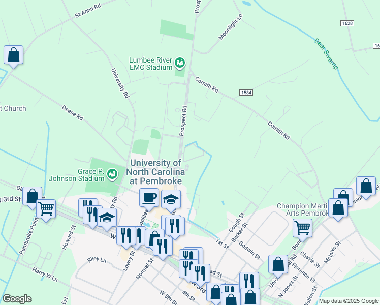 map of restaurants, bars, coffee shops, grocery stores, and more near 490 Prospect Road in Pembroke