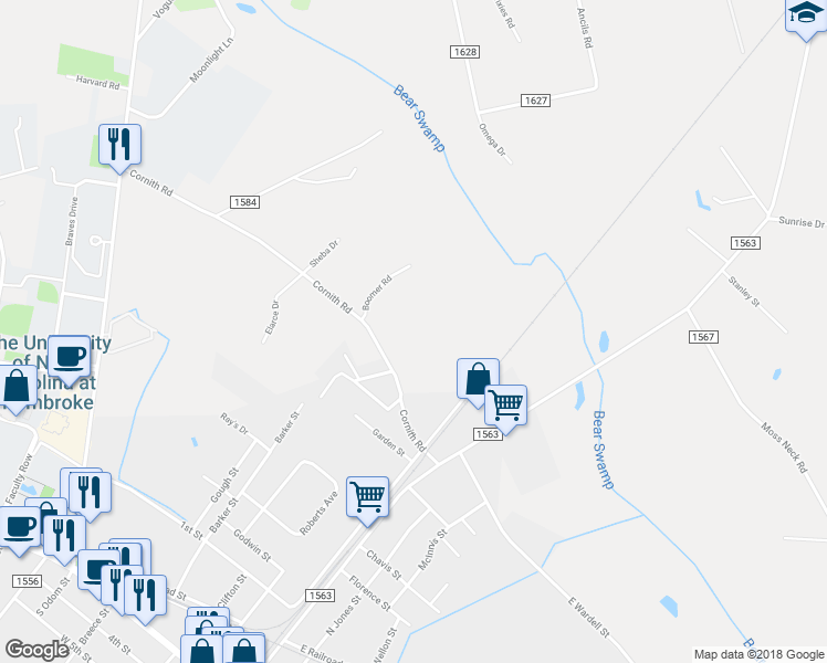 map of restaurants, bars, coffee shops, grocery stores, and more near 170 Boomer Road in Pembroke