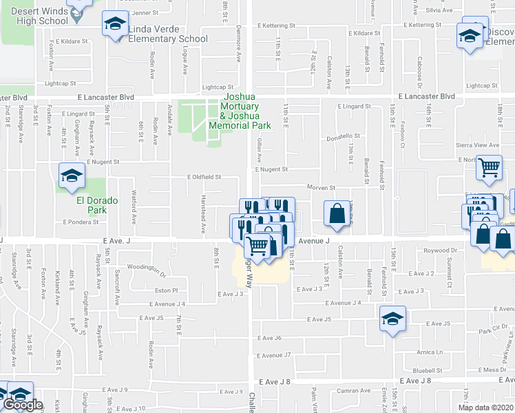 map of restaurants, bars, coffee shops, grocery stores, and more near 1000 Caperton Street in Lancaster