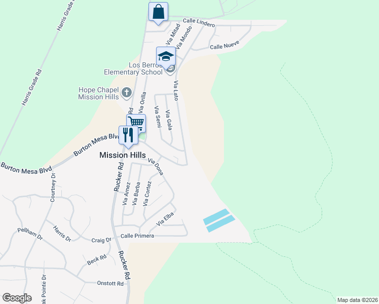 map of restaurants, bars, coffee shops, grocery stores, and more near 3536 Via Lato in Lompoc