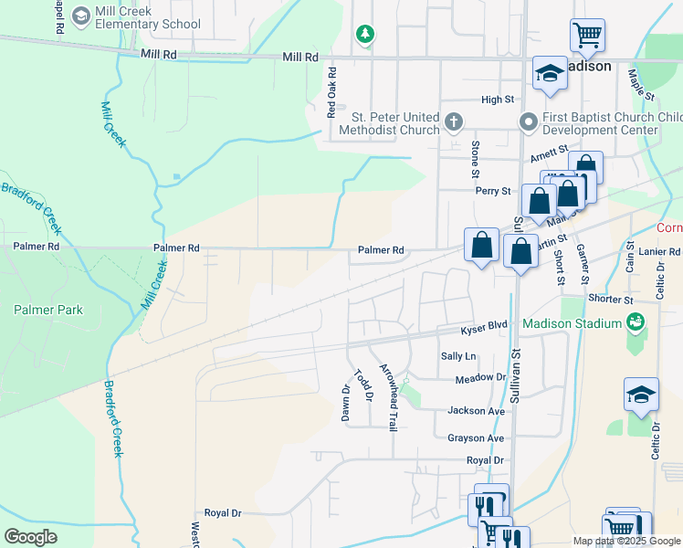 map of restaurants, bars, coffee shops, grocery stores, and more near 139 Cresent Circle in Madison