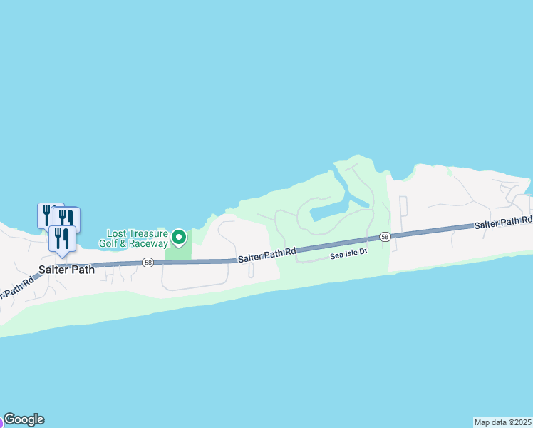 map of restaurants, bars, coffee shops, grocery stores, and more near 500 Sea Isle Court in Indian Beach