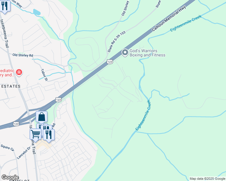 map of restaurants, bars, coffee shops, grocery stores, and more near in Clemson