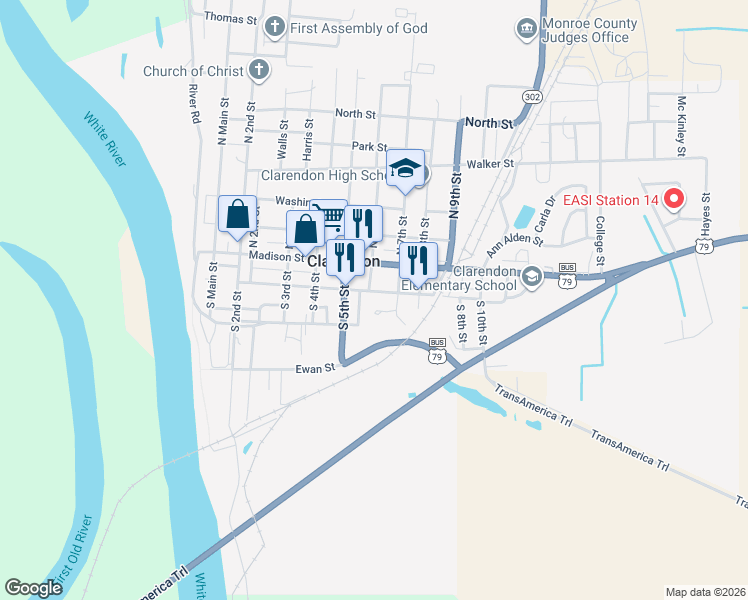 map of restaurants, bars, coffee shops, grocery stores, and more near 600 Monroe Street in Clarendon