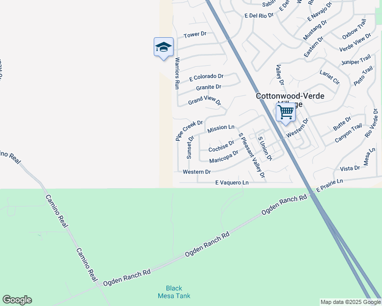 map of restaurants, bars, coffee shops, grocery stores, and more near 2675 Sunset Drive in Cottonwood