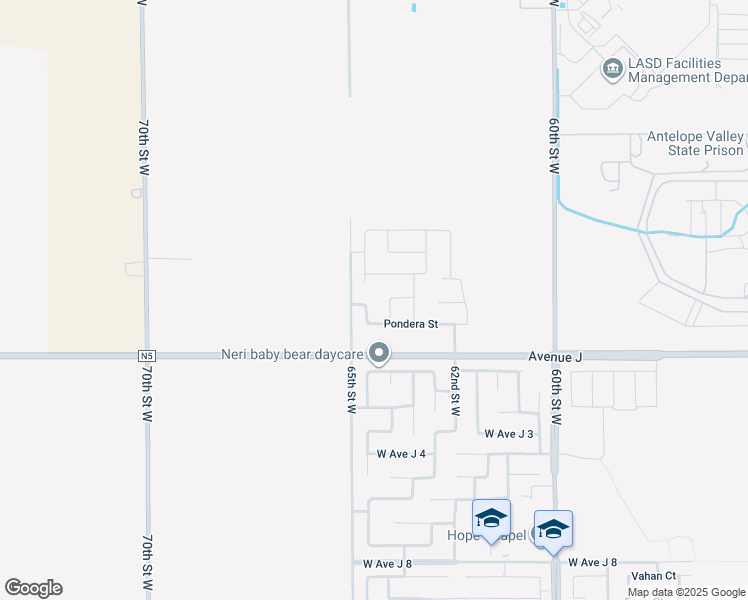 map of restaurants, bars, coffee shops, grocery stores, and more near 44502 Freer Way in Lancaster