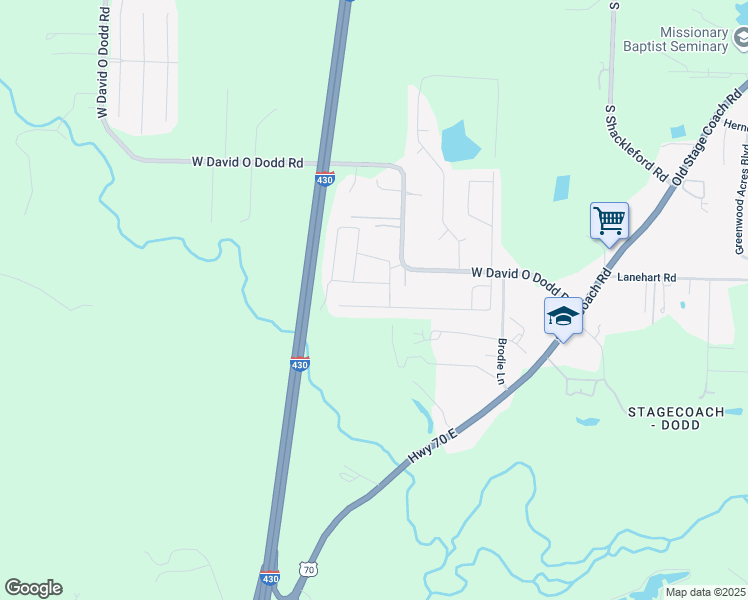 map of restaurants, bars, coffee shops, grocery stores, and more near 60 Woodridge Drive in Little Rock