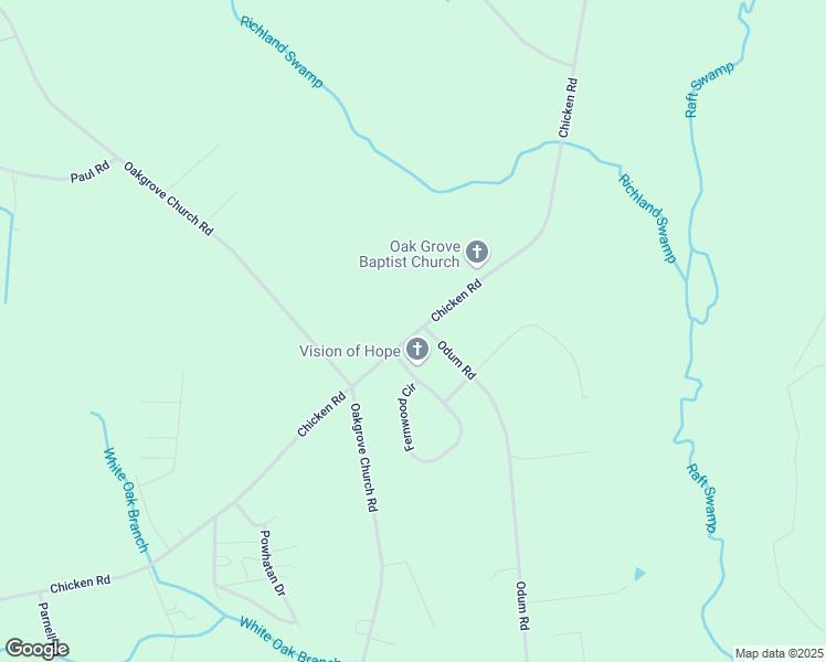 map of restaurants, bars, coffee shops, grocery stores, and more near 6749 North Chicken Road in Lumberton