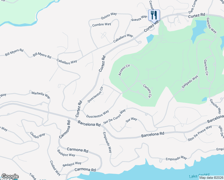 map of restaurants, bars, coffee shops, grocery stores, and more near 40 Doscientos Circle in Hot Springs