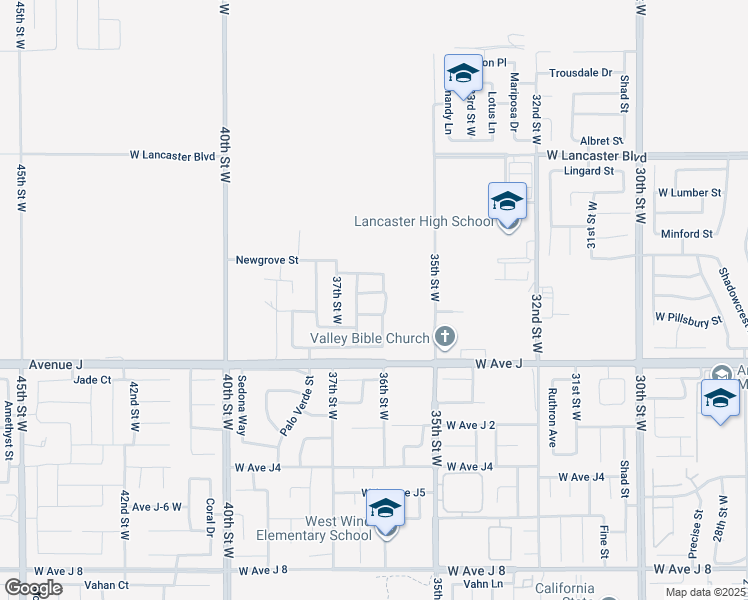 map of restaurants, bars, coffee shops, grocery stores, and more near 3614 West Oldfield Street in Lancaster