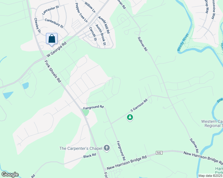 map of restaurants, bars, coffee shops, grocery stores, and more near Bayridge Road in Simpsonville