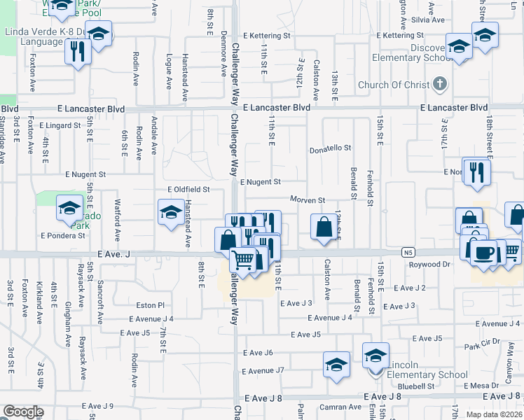 map of restaurants, bars, coffee shops, grocery stores, and more near 1027 Caperton Street in Lancaster
