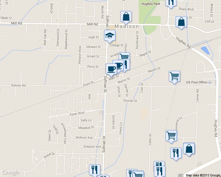 map of restaurants, bars, coffee shops, grocery stores, and more near 14 Martin Street in Madison