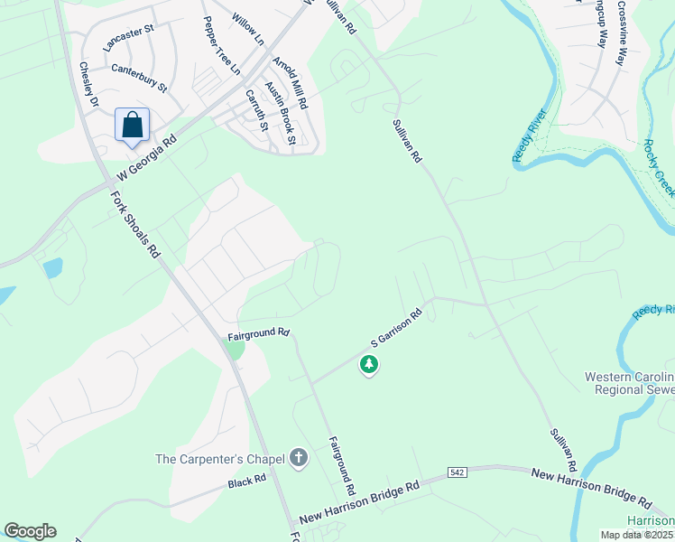 map of restaurants, bars, coffee shops, grocery stores, and more near Bayridge Road in Greenville County