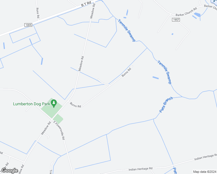 map of restaurants, bars, coffee shops, grocery stores, and more near 361 Burns Road in Lumberton