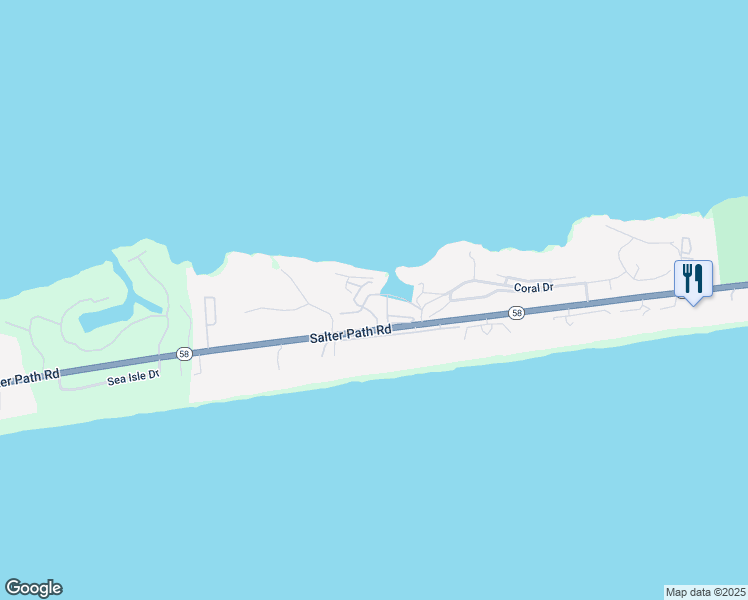 map of restaurants, bars, coffee shops, grocery stores, and more near 590 Marina Drive in Pine Knoll Shores