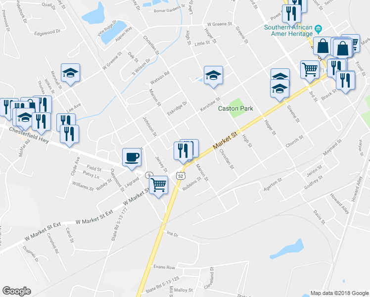map of restaurants, bars, coffee shops, grocery stores, and more near 207 Marion Street in Cheraw