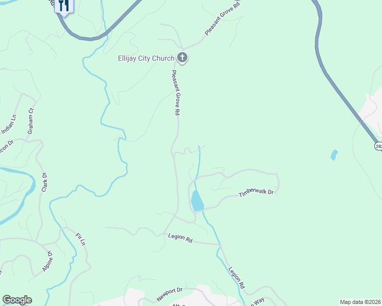 map of restaurants, bars, coffee shops, grocery stores, and more near 186 Standing Rock Lane in Ellijay